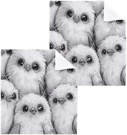 Msyxl 2-Piece Birds Pattern Washcloths Soft Cotton Face Body Towels