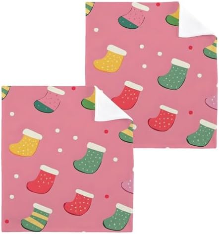 Xigua Christmas Socks Washcloths Set - Multi-Purpose 2-12 Pack - Fast Drying Stylish