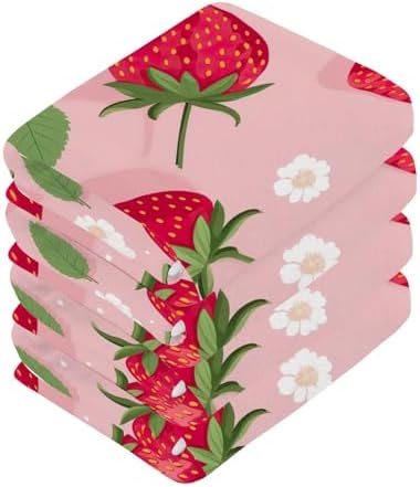 Strawberry Washcloth Set Perfect for Washdowns Soft Reusable Towels