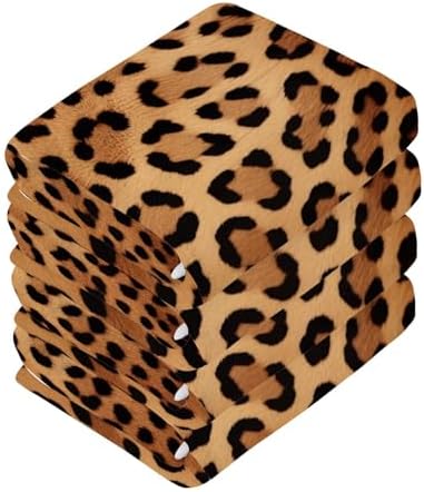 Xigua Leopard Print Washcloths - 2 Pack Soft Absorbent Face Towels