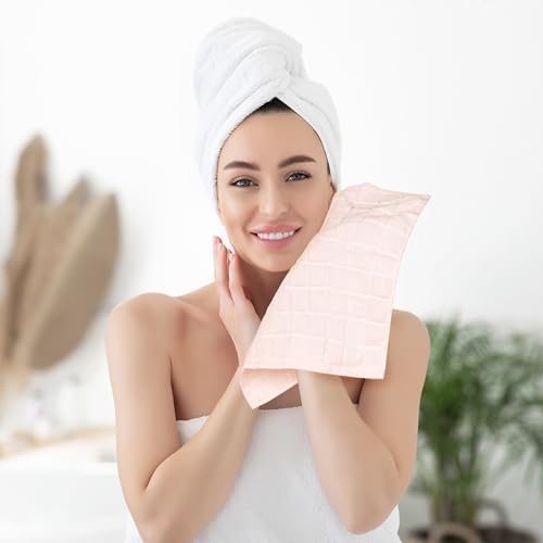 HMETOL Cotton Washcloths 4 Pack Pink 13x13