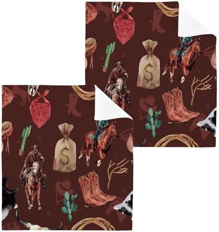 FUGIDOG Wild West Washcloths Set of 2 12x12 Inch