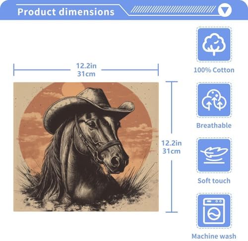 2-Pack Horse in Cowboy Hat Washcloths for Bathroom