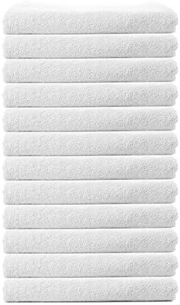 12x12 Inches White Wash Cloths 12 Pack Face and Body Towels