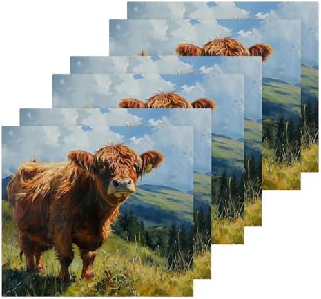 Highland Cow Washcloth Set Soft 12x12 Reusable Bath Towels for Home Travel