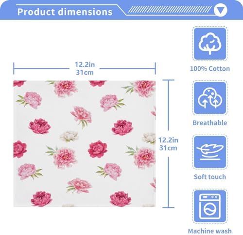 Relaxing Pink Floral Washcloths Soft Absorbent 12x12 2-Pack