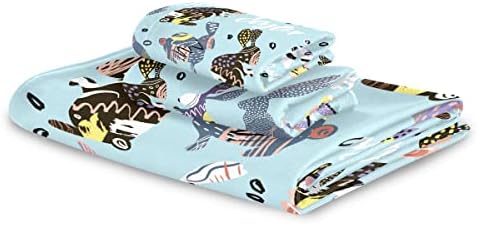 DOMIKING Easter Bunny Bath Towels Set for Hair Face Body