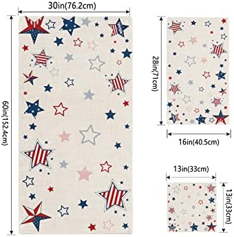 Anzona 4th of July Blue Red Star 3-Piece Bath Towels Set