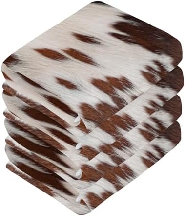 Xigua Cow Brown White Washcloths - 2 Pack 12x12 Inches