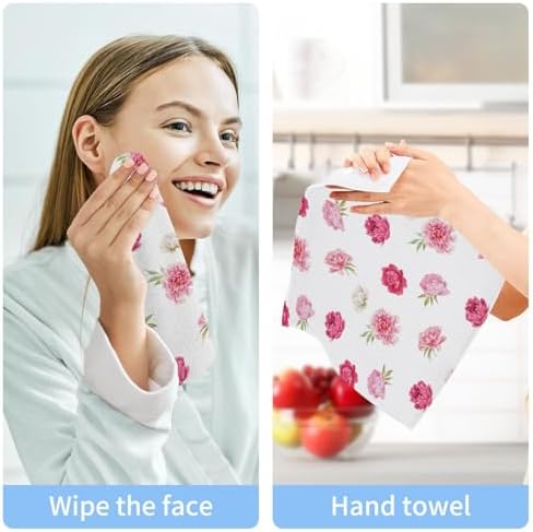 Relaxing Pink Floral Washcloths Soft Absorbent 12x12 2-Pack