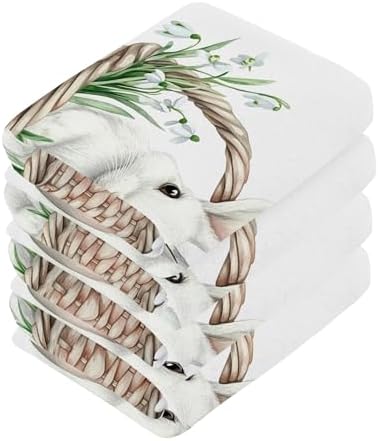 Kigai 4 Pack Easter Basket Rabbit Washcloths