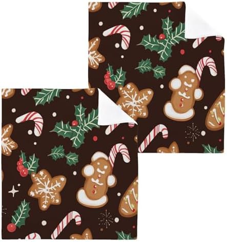 Kigai Christmas Cookie Washcloth Set Soft Absorbent Stylish for Home Travel