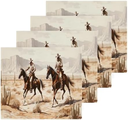 Desert Cowboy Washcloth Set - 12x12 Soft Cotton Reusable Face Hand Towels
