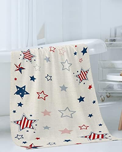 Anzona 4th of July Blue Red Star 3-Piece Bath Towels Set