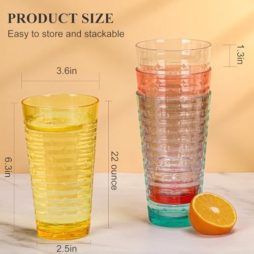 8 Pack Star Embossed BPA-Free Tumblers 22oz Reusable Stackable