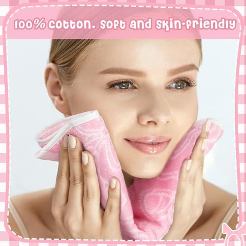 6 Pack Pink Bow 13x13 Cotton Washcloths