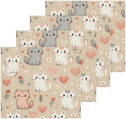 Haskirkys Little Cats - 4-Pack of Soft Absorbent Washcloths