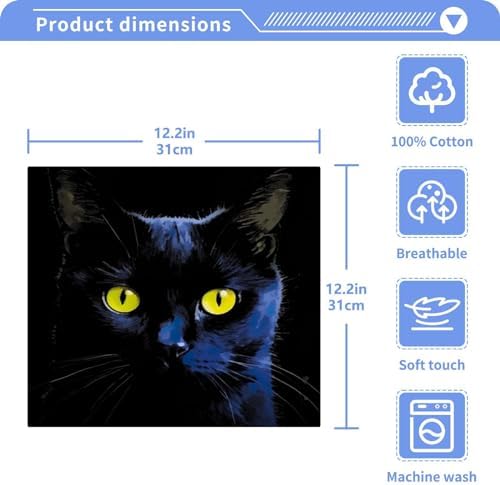 Xigua Black Cat Washcloths 2 Pack Quick Dry
