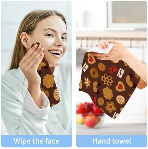 Kigai Christmas Cookie Washcloth Set - Pure Cotton Soft Absorbent for Bath