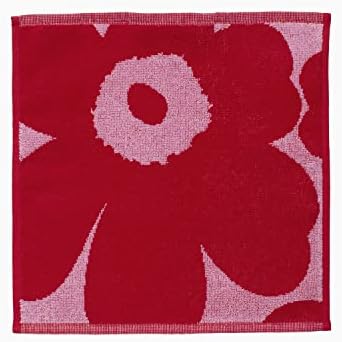 Premium Terry Cotton Washcloth Floral Design Red - MARIMEKKO Unikko