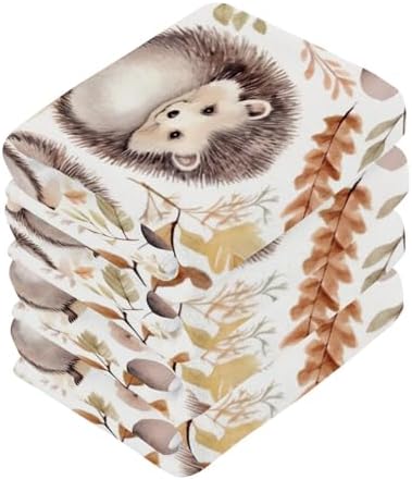 Kigai Cute Hedgehog Washcloth Set 2-12x12 Pure Cotton Soft Absorbent_homekitchenbath
