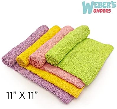 Webers Wonders 11 Pack Cotton Washcloths for Body and Face
