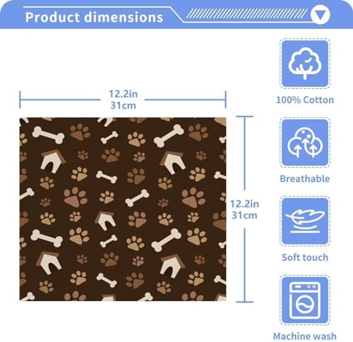 ALAZA Brown Footprints and Bones Washcloths Set 2 Pack