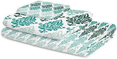 Luxurious Geometric Turquoise Bathroom Towels Set
