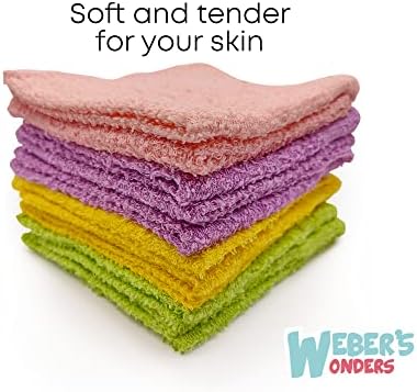 Webers Wonders 11 Pack Cotton Washcloths for Body and Face