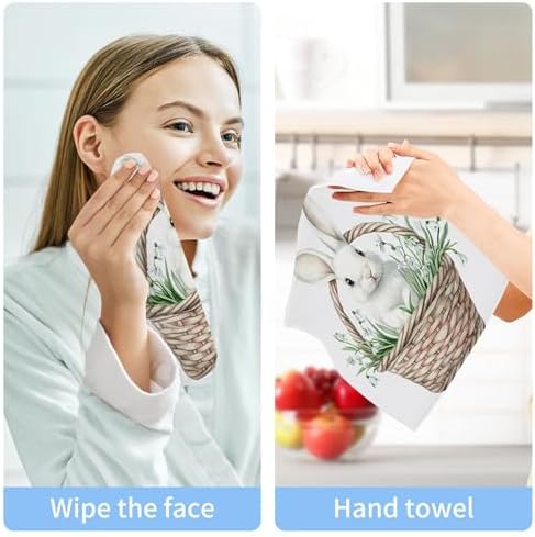 Kigai 4 Pack Easter Basket Rabbit Washcloths