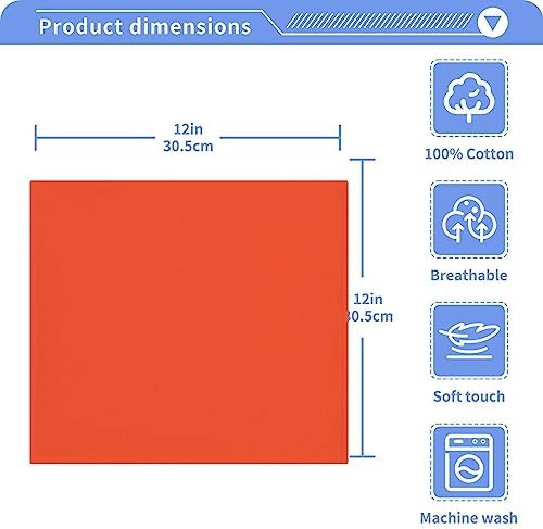 Plain Orange Solid Washcloth 12x12in 2 Pack Absorbent Cotton Towel