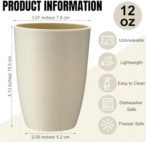 Patelai Unbreakable Plastic Cups Dishwasher Safe - Perfect for Smoothies More
