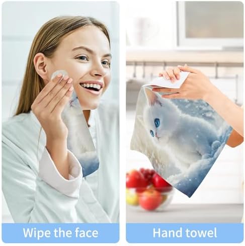 Qilmy Cute Kitten Washcloths Soft Absorbent and Durable for Your Bathroom