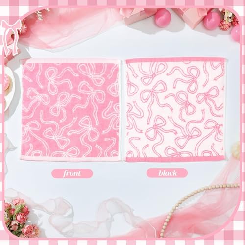 6 Pack Pink Bow 13x13 Cotton Washcloths