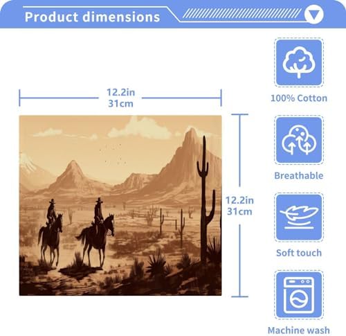 Xigua Western Cowboy Washcloths Absorbent Soft 10x10
