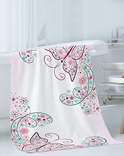 ZOE GARDEN Pink Green Spring Flower Line Bathroom Towel Set 3-PC