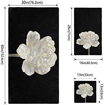 Abstract White Floral Towel Set for BathroomKitchen and More
