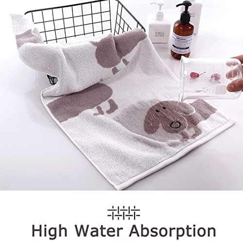 Kissvian 2 Pack Pure Cotton Hand Bath Towel Set with Cartoon Dog Pattern