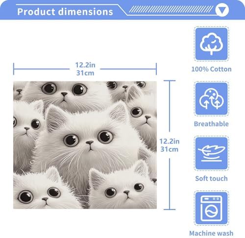 2-Pack White Cats Washcloths