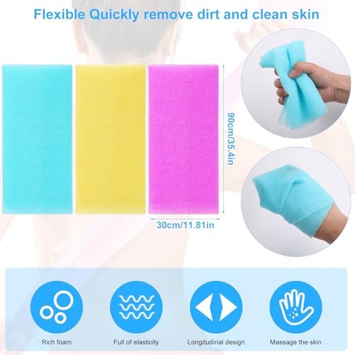 4 Pack Exfoliating Scrub Towels for Dead Skin Removal Smooth Radiant Skin