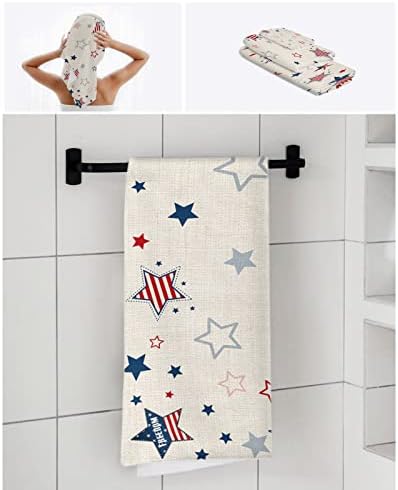 Anzona 4th of July Blue Red Star 3-Piece Bath Towels Set