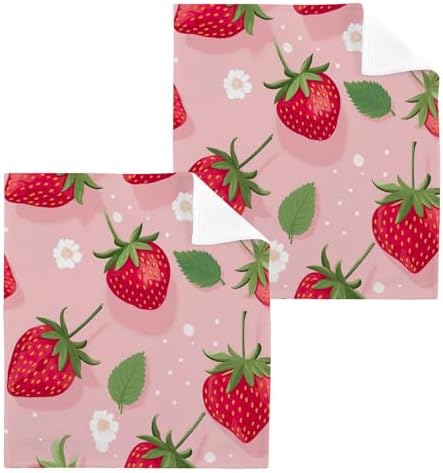 Strawberry Washcloth Set Perfect for Washdowns Soft Reusable Towels