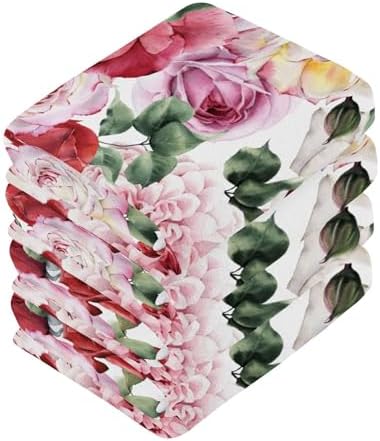 Xigua Roses Floral Pattern Washcloths Set
