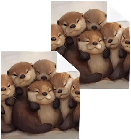2-Pack Cute Otters Washcloths for Bathroom