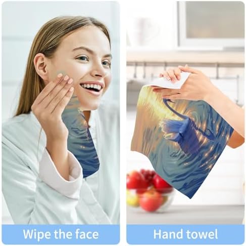 ALAZA Swans 2-Pack Soft Cotton Washcloths - 12x12 Quick-Dry Absorbent