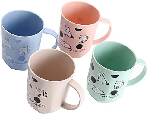 CheeseandU 4Pack Unbreakable Toothbrush Cups with Cute Cat Patterns