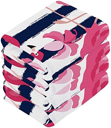 Kigai Tropical Pink Flamingo Washcloth Set Premium 12x12 inch