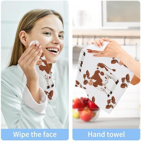Bulletgxll 2-Piece Cow Print 12x12 Inch Washcloths