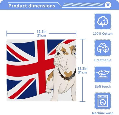ALAZA Bulldog of The British Flag 12x12 Washcloth 2-Pack