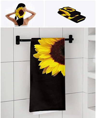 Luxury Black Sunflower Towel Set for Home Kitchen